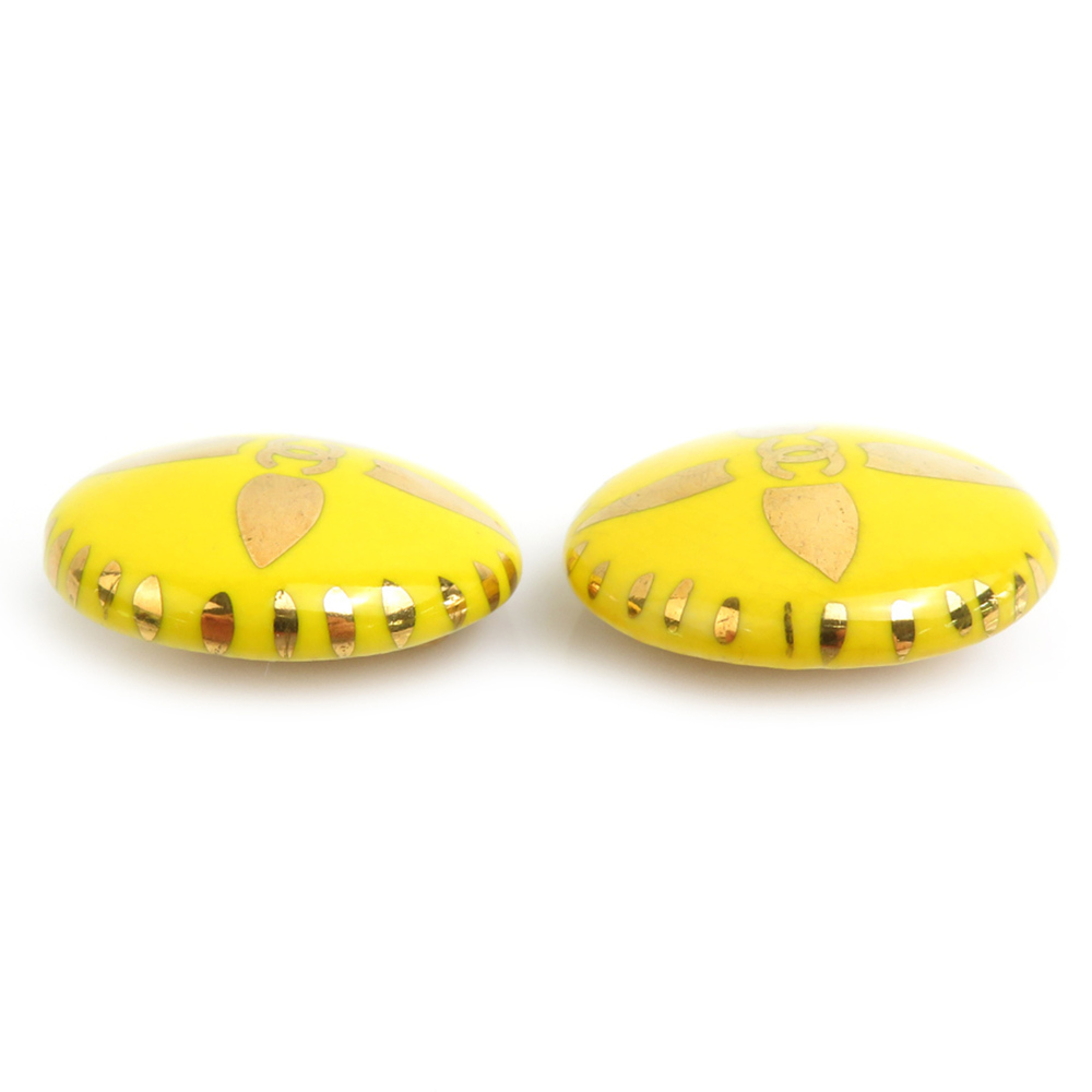 CHANEL Yellow Logo Earrings - Picture 3 of 8